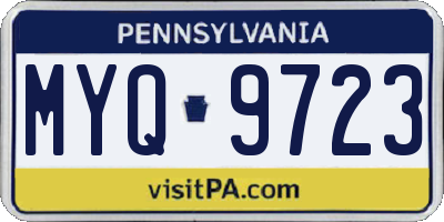 PA license plate MYQ9723