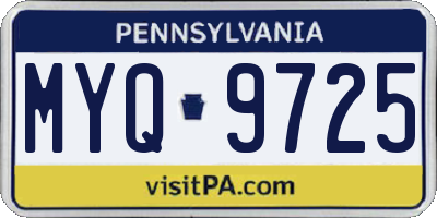 PA license plate MYQ9725