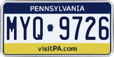 PA license plate MYQ9726