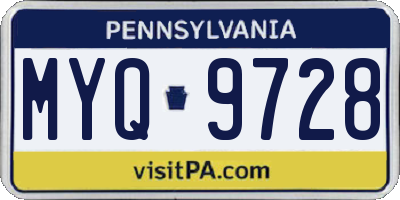 PA license plate MYQ9728