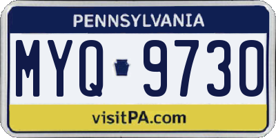 PA license plate MYQ9730