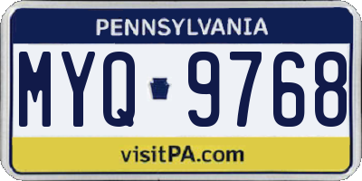 PA license plate MYQ9768