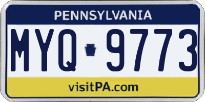 PA license plate MYQ9773