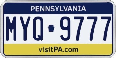 PA license plate MYQ9777