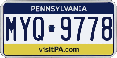 PA license plate MYQ9778