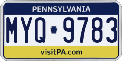 PA license plate MYQ9783