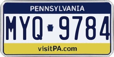 PA license plate MYQ9784