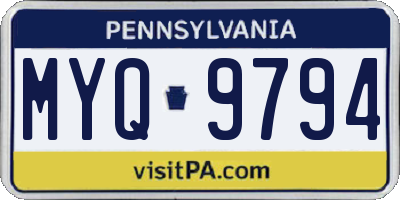 PA license plate MYQ9794