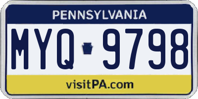 PA license plate MYQ9798