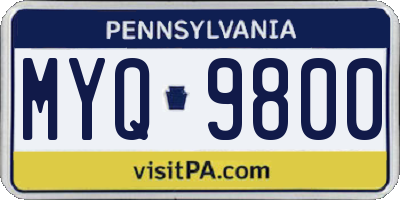 PA license plate MYQ9800