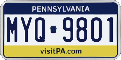 PA license plate MYQ9801