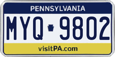 PA license plate MYQ9802