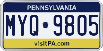 PA license plate MYQ9805