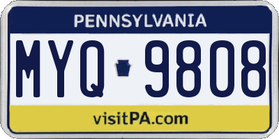 PA license plate MYQ9808