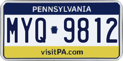 PA license plate MYQ9812