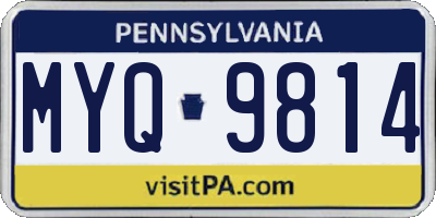 PA license plate MYQ9814