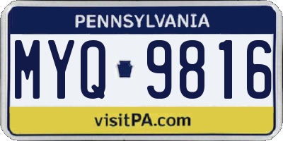 PA license plate MYQ9816