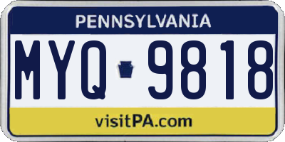 PA license plate MYQ9818