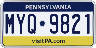 PA license plate MYQ9821