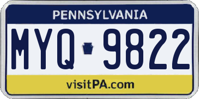 PA license plate MYQ9822