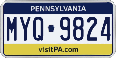 PA license plate MYQ9824