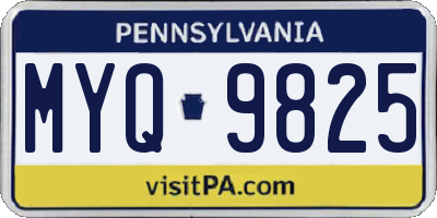 PA license plate MYQ9825