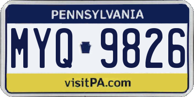 PA license plate MYQ9826