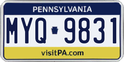 PA license plate MYQ9831