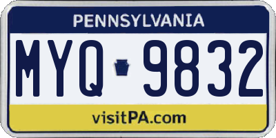 PA license plate MYQ9832
