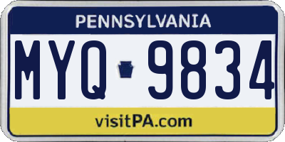 PA license plate MYQ9834