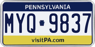 PA license plate MYQ9837