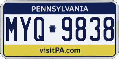 PA license plate MYQ9838
