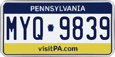 PA license plate MYQ9839