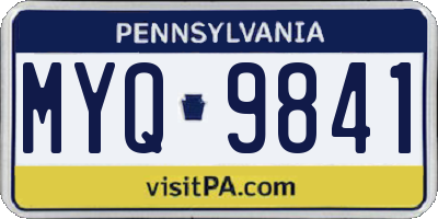 PA license plate MYQ9841