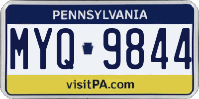PA license plate MYQ9844