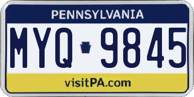 PA license plate MYQ9845
