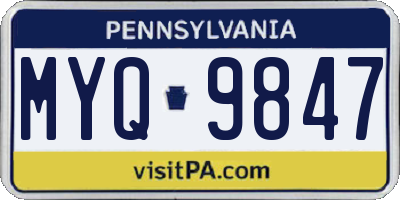 PA license plate MYQ9847