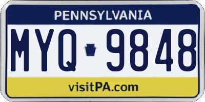 PA license plate MYQ9848