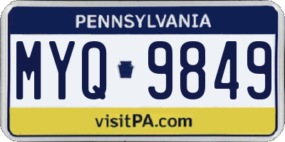 PA license plate MYQ9849