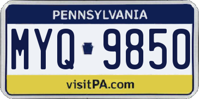 PA license plate MYQ9850