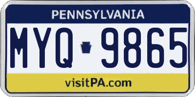 PA license plate MYQ9865