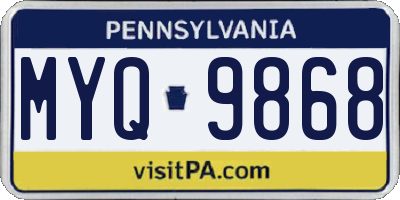 PA license plate MYQ9868