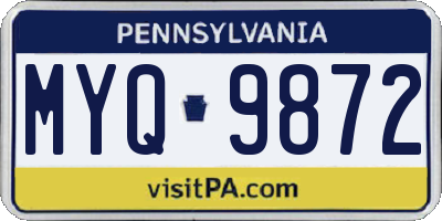 PA license plate MYQ9872