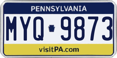 PA license plate MYQ9873