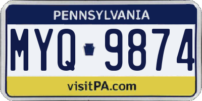 PA license plate MYQ9874