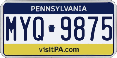 PA license plate MYQ9875