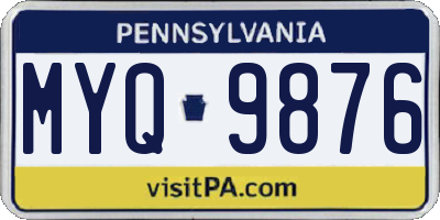 PA license plate MYQ9876