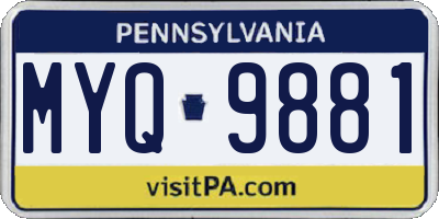 PA license plate MYQ9881