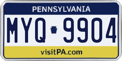PA license plate MYQ9904