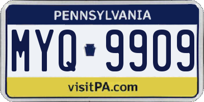 PA license plate MYQ9909
